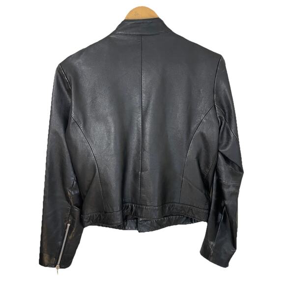VTG 70s Excelled Black Leather Motorcycle Moto Biker Jacket Punk Rocker Women M - Picture 3 of 16